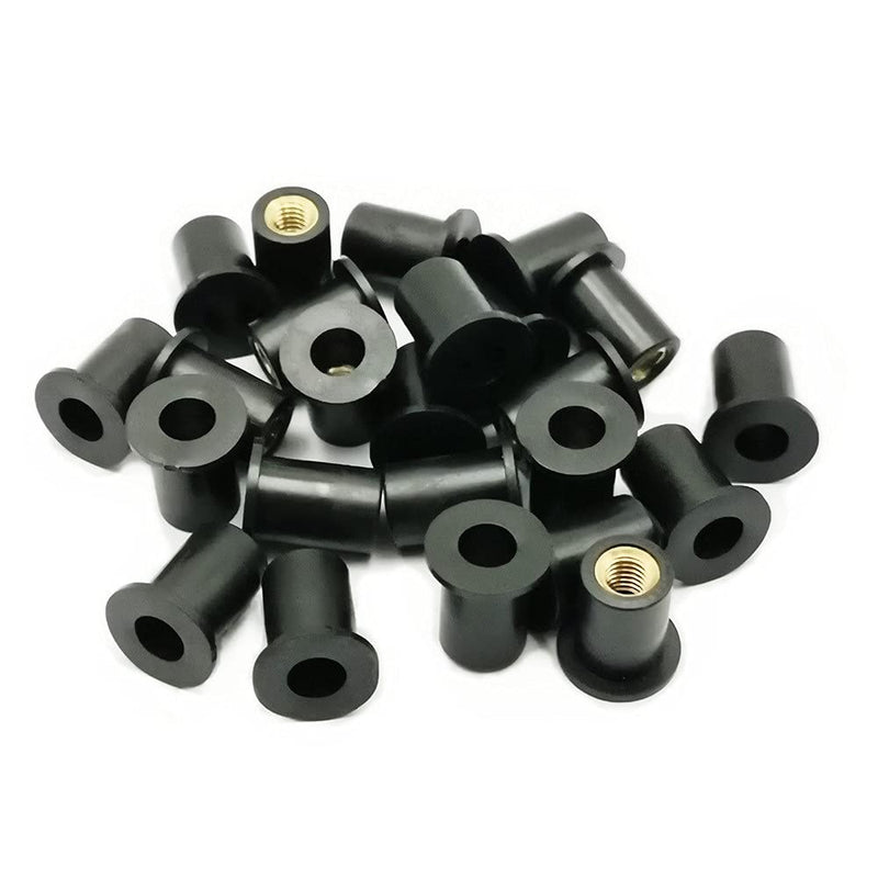 [Australia - AusPower] - 24 Pairs of M5 Neoprene Well Nuts M5 x 25mm Stainless Steel Hex Socket Bolts Well Nuts Kit for Kayak Motorcycle Windscreen Accessories,Neoprene nut Contains Brass Nuts Copper nut 