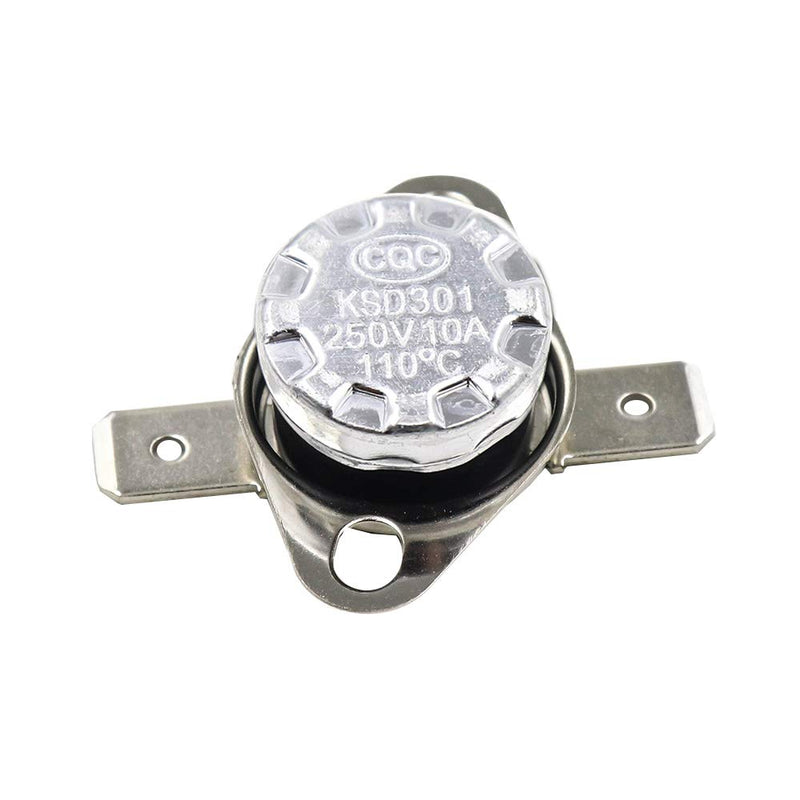 [Australia - AusPower] - BokWin 2PCS KSD301 Thermostat 110°C 250V Normally Closed N.C Snap Disc Limit Control Switch Microwave Thermostat Thermal Switch 