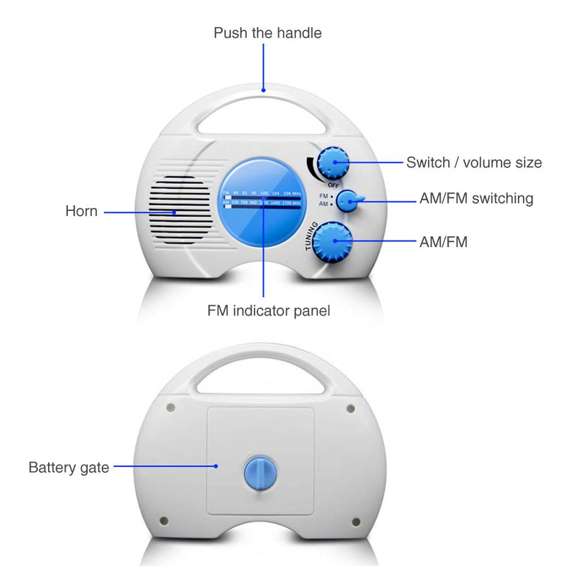 [Australia - AusPower] - Etiger AM FM Hanging Shower Radio-Wireless Mini Portable Waterproof Battery Operated Radio Speaker for Home, Beach, Hot Tub, Bathroom, Outdoor 5.91 x 2.17 x 4.92inch 