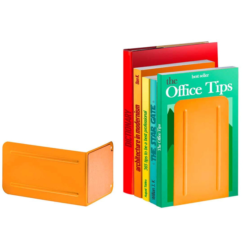 [Australia - AusPower] - Acrimet Premium Metal Bookends (Heavy Duty) (Orange Color) (1 Pair) 4" X 6.87" X 4.62" Orange 