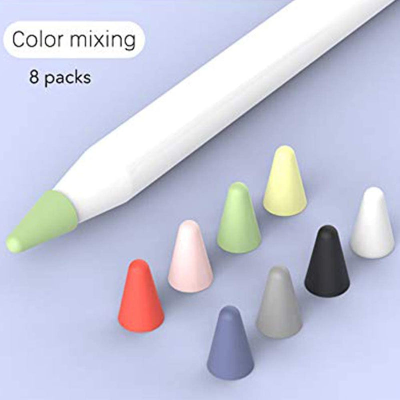 [Australia - AusPower] - NC 8 Pcs Silicone Pencil Nib/Tip Protector Cap for Drawing Noiseless Compatible for Apple Pencil 1st/2nd Replacement Non-Slip Writing Nib/Tip Protector 