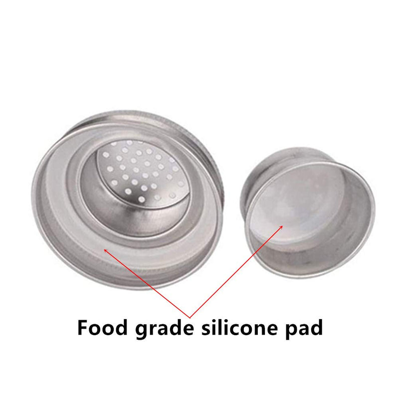 [Australia - AusPower] - 2 Pack Stainless Steel Mason Jar Shaker Lids with Silicone Seals for Dredge Flour,Mix Spices,Sugar, Salt, Peppers and Any Regular Mouth Mason Jar Canning Jar 