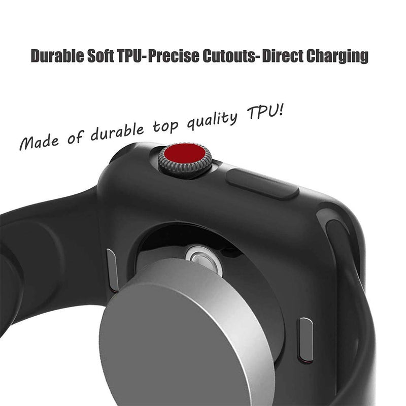 [Australia - AusPower] - Sunkeyou Soft TPU Case for Apple Watch 40mm SE Series 6/5/4 Shockproof Flexible Thin Lightweight Bumper Cover Protector for Smartwatch(40mm,Black) Black Series 6/5/4/SE 40mm 