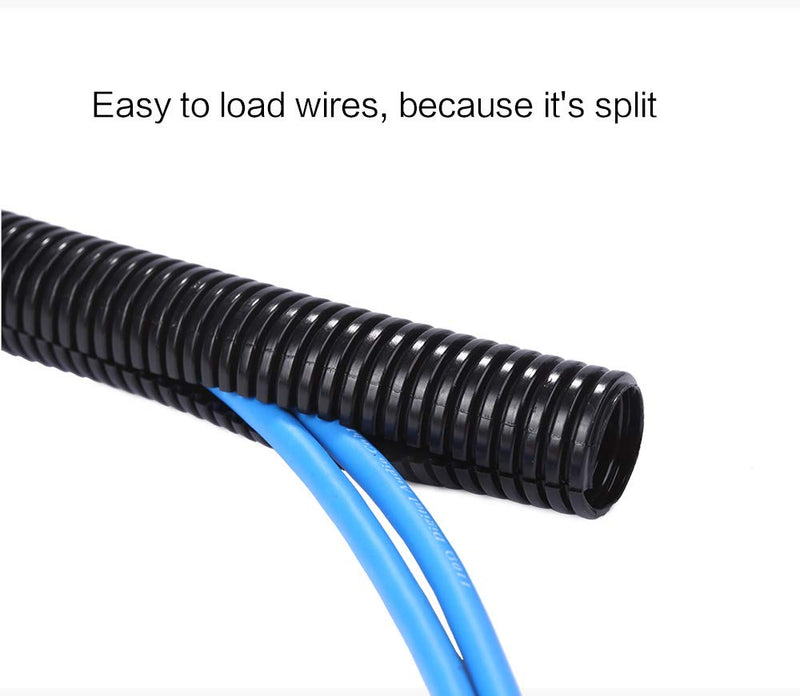 [Australia - AusPower] - Alex Tech 10ft â€“ 1/2 inch Split Wire Loom Tubing Wire Conduit â€“ Black 1/2"-10ft 