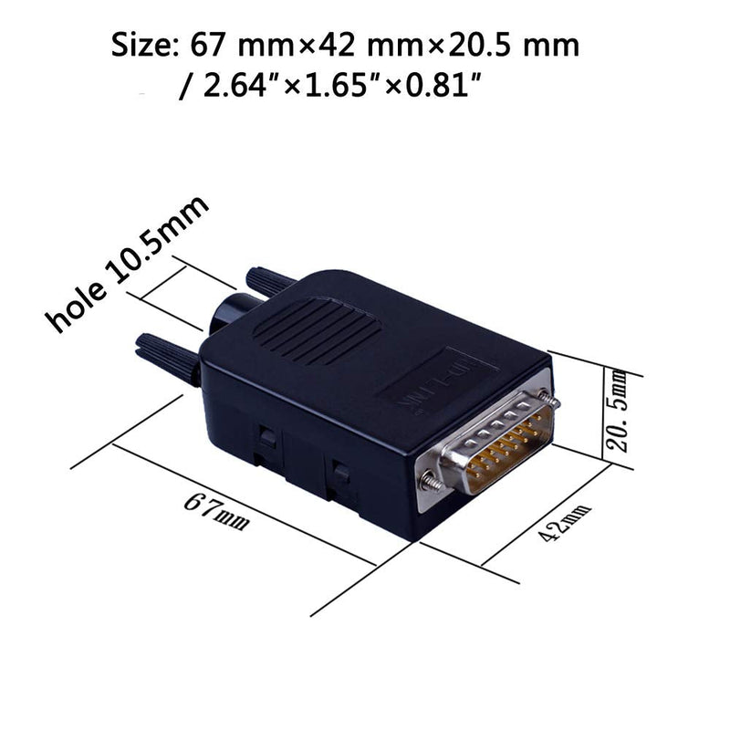 [Australia - AusPower] - ANMBEST DB15 Solderless Serial to 15-pin Port Terminal Female Adapter Connector Breakout Board with Case Long Bolts Nuts (2PCS Female) 2PCS Female 
