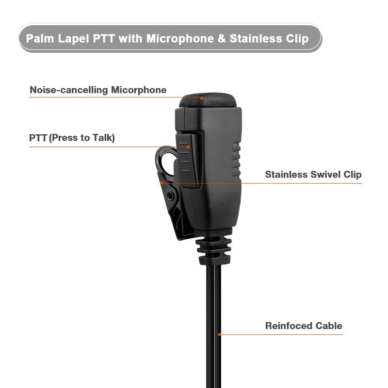 [Australia - AusPower] - Single Wire Acoustic Tube Earpiece 2.5mm/3.5mm 2-Pin Surveillance Kit Walkie Talkie Earpiece with PTT Mic Security Headset for Motorola Two Way Radios 