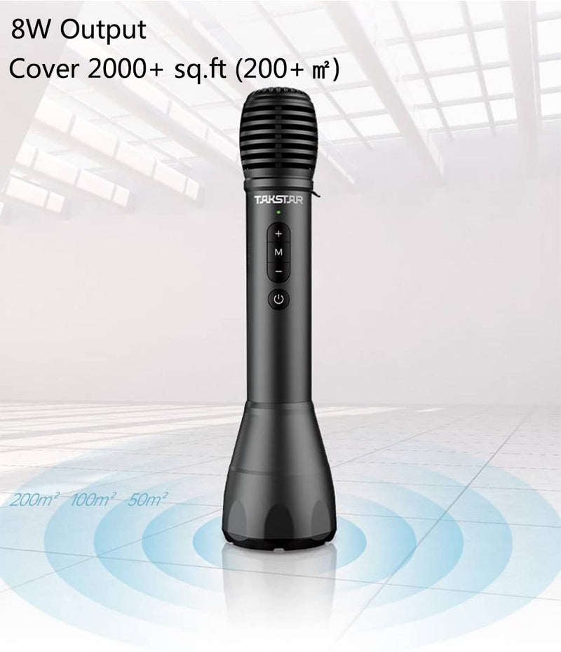 [Australia - AusPower] - 2 in 1 Bluetooth Wireless Microphone & Voice Ampfilier, Portable Handheld Mic for Karaoke/Meeting/Outdoors/Speech/Party - Takstar DA10 (Black) 