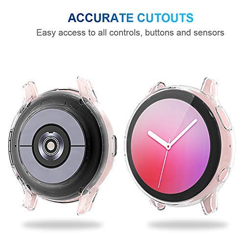 [Australia - AusPower] - [2Pack] Tensea Compatible with Samsung Galaxy Watch Active 2 Screen Protector Case 40mm, Bumper Full Around Cover for Samsung Galaxy Watch Active2 40 (Clear, 40mm) Clear 