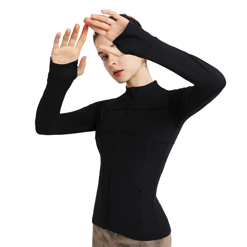 [Australia - AusPower] - Carpesun Women's Stretchy Workout Jackets Lightweight Full Zip Running Track Jacket Black Small 