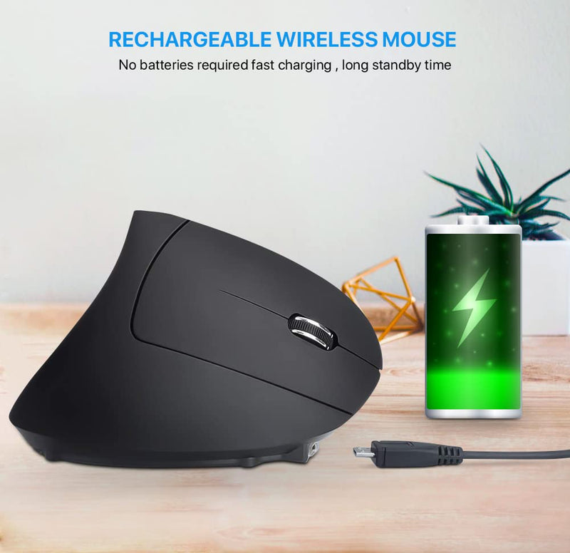 [Australia - AusPower] - Ergonomic Wireless Mouse Letaclanic Unique Rechargeable Optical Vertical Mouse, 2.4G 5.0 Bluetooth Mouse Ergonomic with 6 Buttons, 800/1200/1600 DPI Wireless Mouse for Laptop,Desktop,PC,MacBook Ergonomics Mouse 