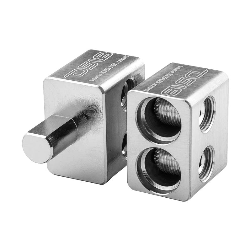[Australia - AusPower] - DS18 DPIV1/0 Pair of Copper Dual 1/0 Gauge to 1/0 Gauge Amp Input Reducers with Offset Stub - Adapter to Add Two 0 Gauge Terminals to Single Zero Gauge Terminal Input Amplifier 