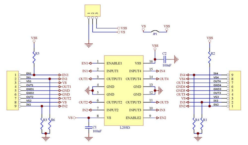 [Australia - AusPower] - Electronics-Salon Push-Pull Four Channel Motor Driver Module, L293D 