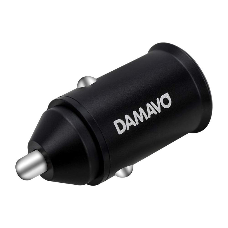 [Australia - AusPower] - Car Charger, DAMAVO Mini 4.8 A Metal Dual USB Car Charger, Power Drive 2 Alloy Flush Fit Car Adapter with Blue LED 2 Port Charging Compatible with iPhone XR/Xs/Max/X, iPad Pro/Mini, Galaxy, LG (2 PCS) 