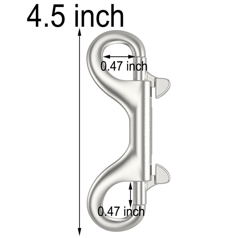 [Australia - AusPower] - 4.5 Inch 316 Stainless Steel Snap Hook Double Ended Trigger Spring Hook Marine Grade Metal Clips for Diving, Dog Leash, Key Chain, Horse Tack, Pet Feed Buckets, 2 Pcs 