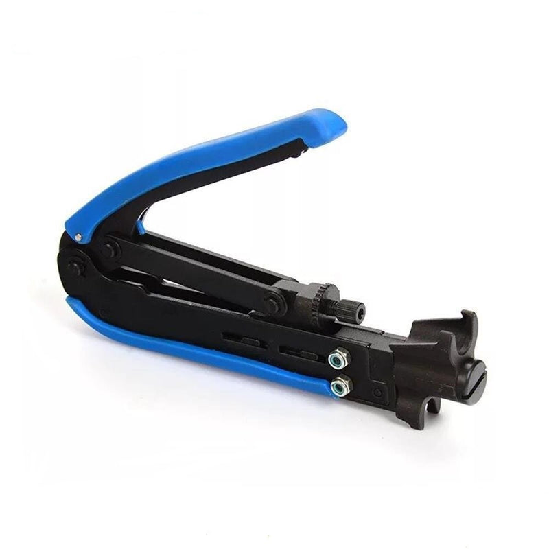 [Australia - AusPower] - Gaobige Coaxial Compression Tool Coax Cable Crimper Kit Adjustable rg6 rg59 rg11 75-5 75-7 Coaxial Cable Stripper with 10pcs F Compression Connectors - Blue 