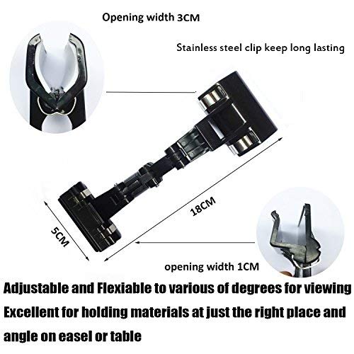 [Australia - AusPower] - Adjustable Copy Holder Clip – Flexiable Docments Holder - Handy Artist Supplies Holder Canvas Clamp,Pack of 2 (Black) Black 