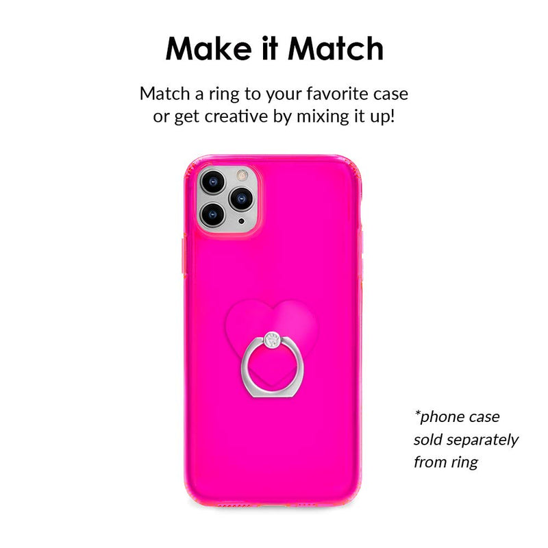 [Australia - AusPower] - Velvet Caviar Cell Phone Ring Holder - Finger Ring & Stand - Improves Phone Grip Compatible with iPhone, Galaxy and Most Smartphones (Neon Pink Heart) Neon Pink Heart 