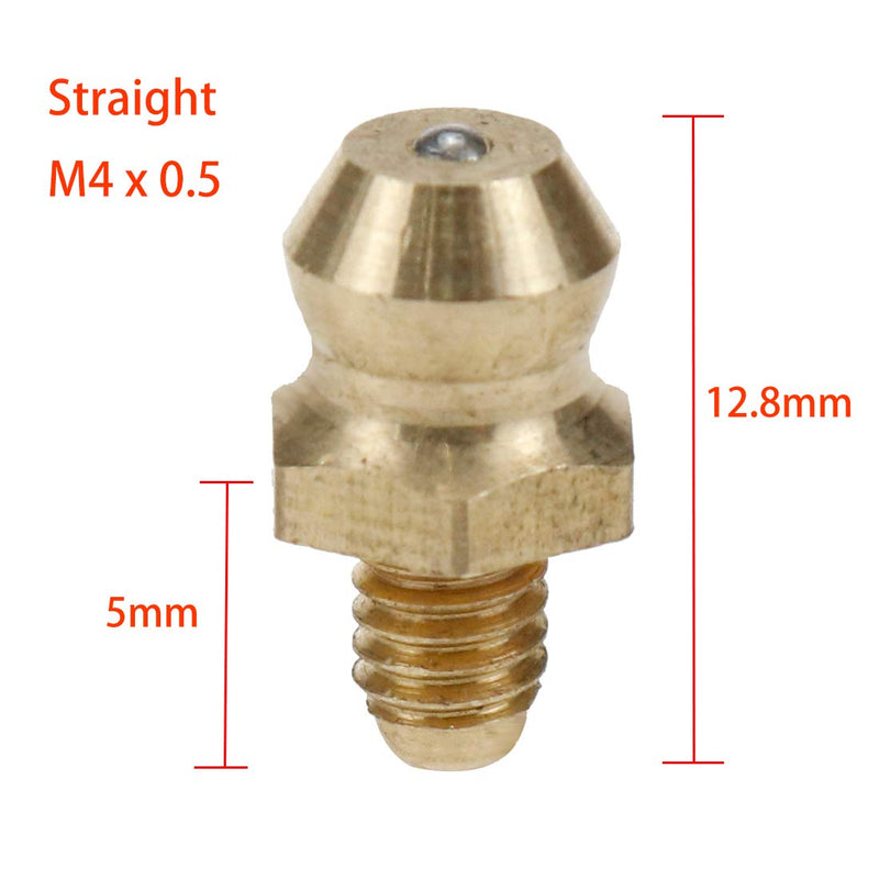 [Australia - AusPower] - Sydien 5Sets Brass M4 Straight & 45 Degree & 90 Degree Angled Grease Nipple Fitting Assortment Kits For Trucks, Cranes & Forklifts 