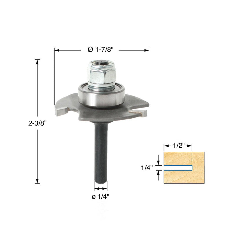 [Australia - AusPower] - Amana Tool - 53400 Slotting Cutter Assembly 3 Wing x 1-7/8 Dia x 1/16 x 1/4" Shank 