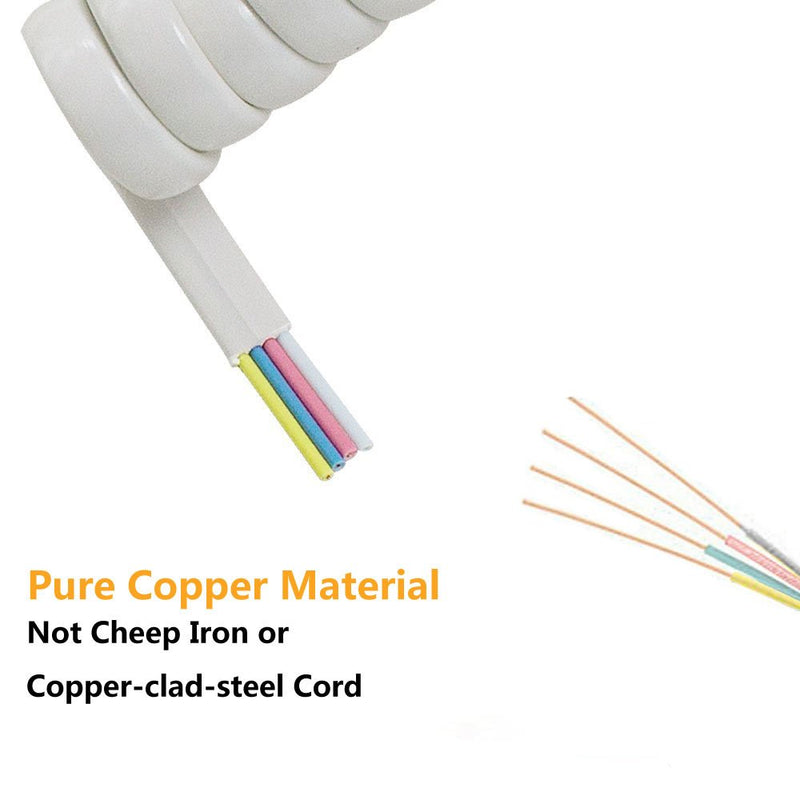 [Australia - AusPower] - Telephone Handset Cord Detangler,Uvital 1 Pack Landline Handset Cord Cable 10Ft Uncoiled(1.2 Ft Coiled) and 1 Pack Anti-Tangle Telephone Cord Untangler 360 Degree Rotating Swivel Cord(White) 