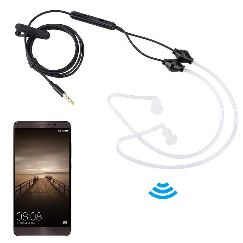 [Australia - AusPower] - Walkie Talkie Earpiece with Mic 3.5mm Radio Earpiece Acoustic Tube Earpiece Headset with CTIA/OMTP Mode Stereo Air Tube Radiation Protection Headphones for Mobile Phone (1M)(Black) Black 
