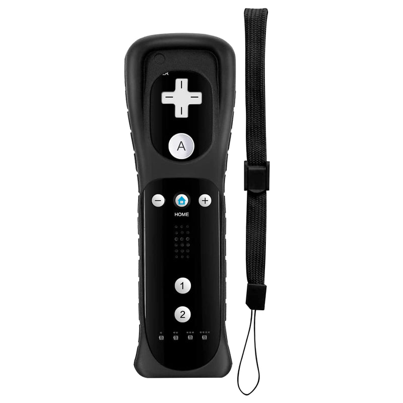 [Australia - AusPower] - Wii Remote Controller,Wireless Remote Gamepad Controller for Wii and Wii U,with Silicone Case and Wrist Strap(No Motion Plus),Black & White black white 