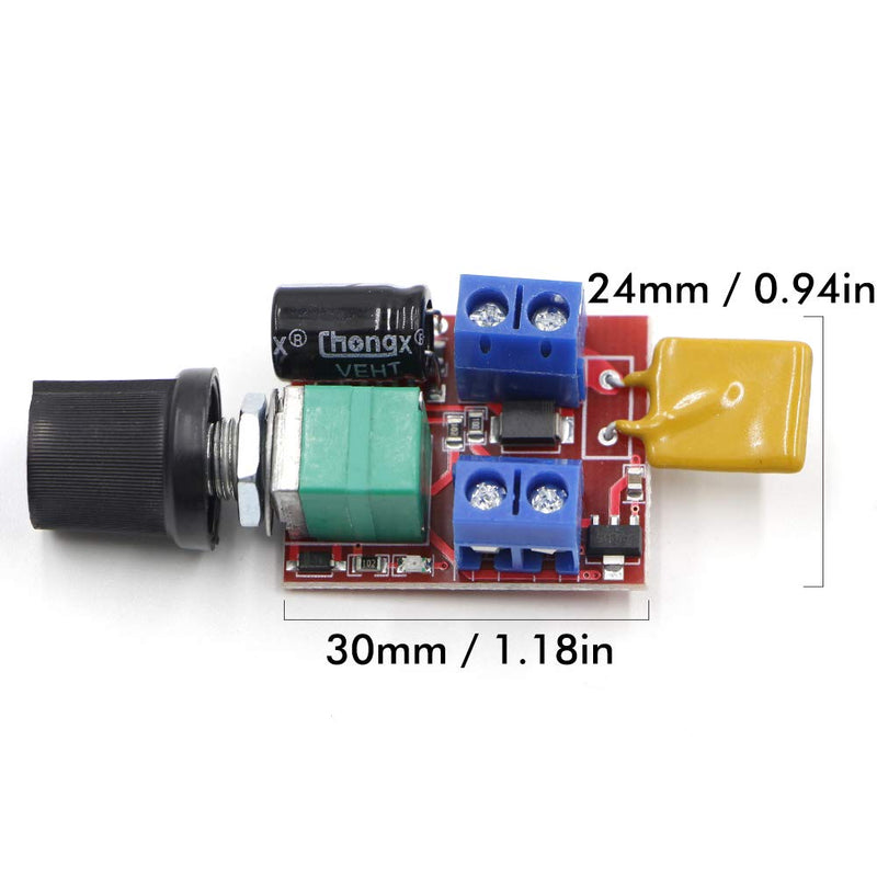 [Australia - AusPower] - Riorand DC 3V 6V 12V 24V 35V 5A Motor Speed Controller PWM Speed Control Ultra Small LED Dimmer（2PCS） 