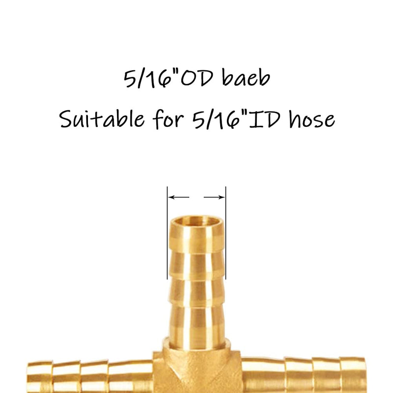 [Australia - AusPower] - Uenede 2PCS Solid Brass 十 Barb Fittings 5/16"OD 4-Way Union Intersection Hose Pipe Barb Fitting for Water/Oil/Gas 