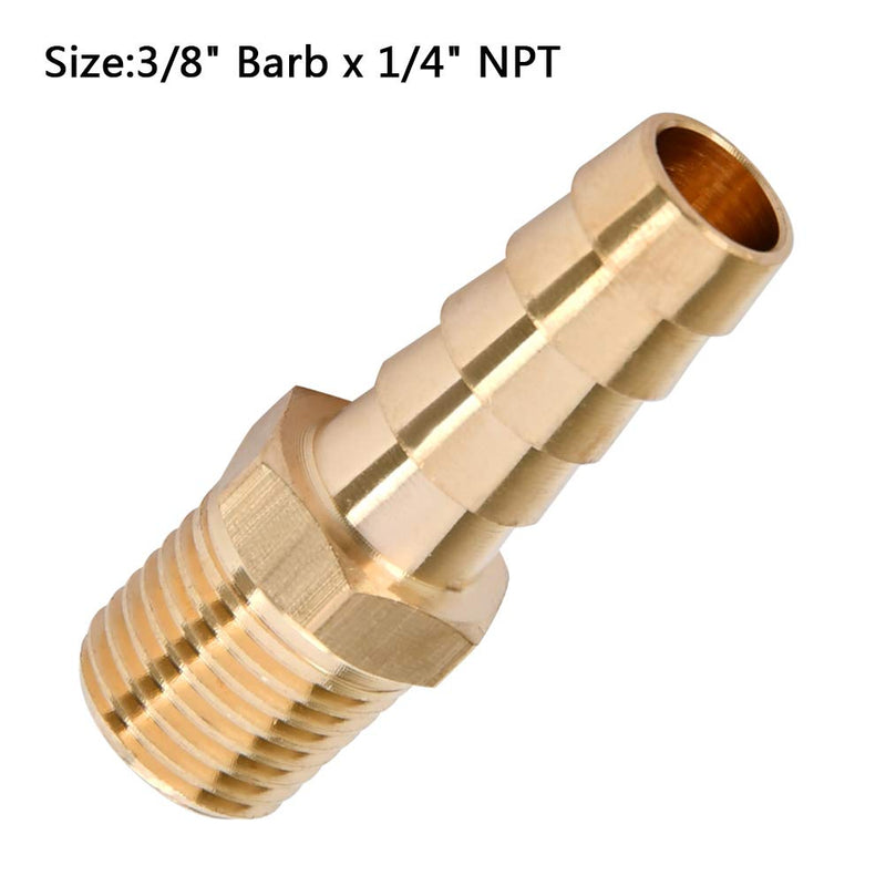 [Australia - AusPower] - QLOUNI 12Pcs Brass Pipe Fitting, 3/8" Barb x 1/4" NPT Male Pipe, Hose Barb Adapter, Brass Pipe Fittings Male Threaded End 