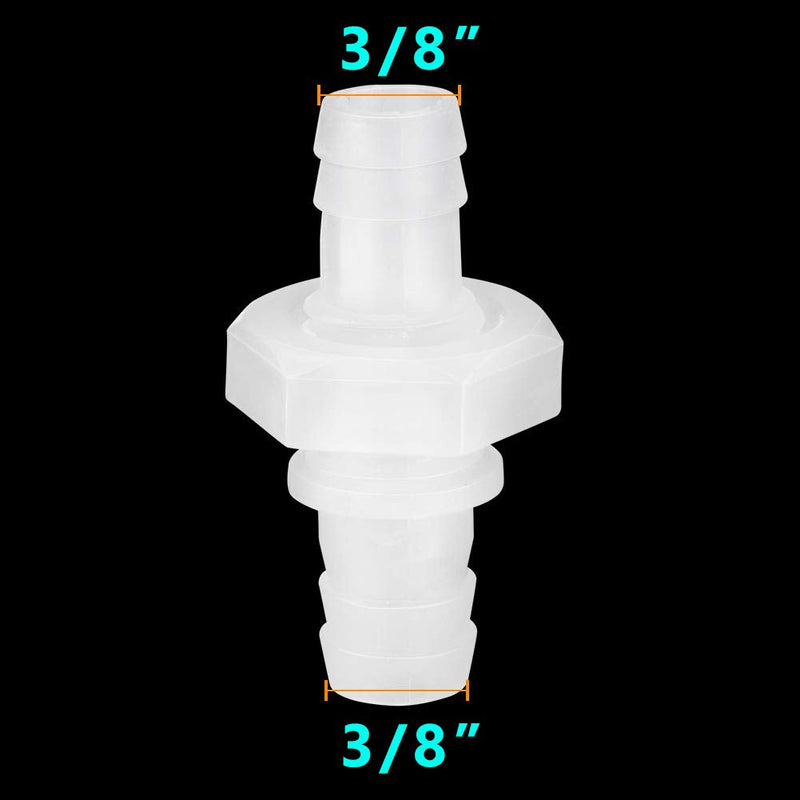 [Australia - AusPower] - Feelers 3/8" Hose Barb Thru-Bulk Bulkhead Hex Babred Fitting Plastic Adapter Union Mender Splicerr with Gasket for Water/Fuel/Air (Pack of 2) 3/8“-2pcs 
