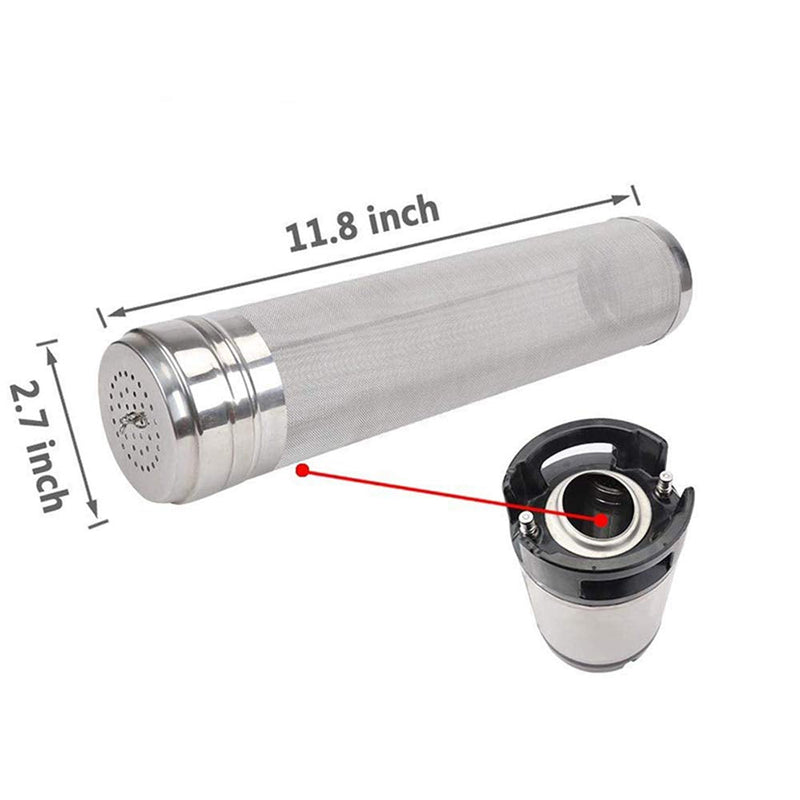 [Australia - AusPower] - Beer Dry Hopper Filter,ProMaker Stainless Steel Hop Strainer Micron Mesh Beer Filter Cartridge (2.8 X 11.8 inch) 2.8 X 11.8 inch 
