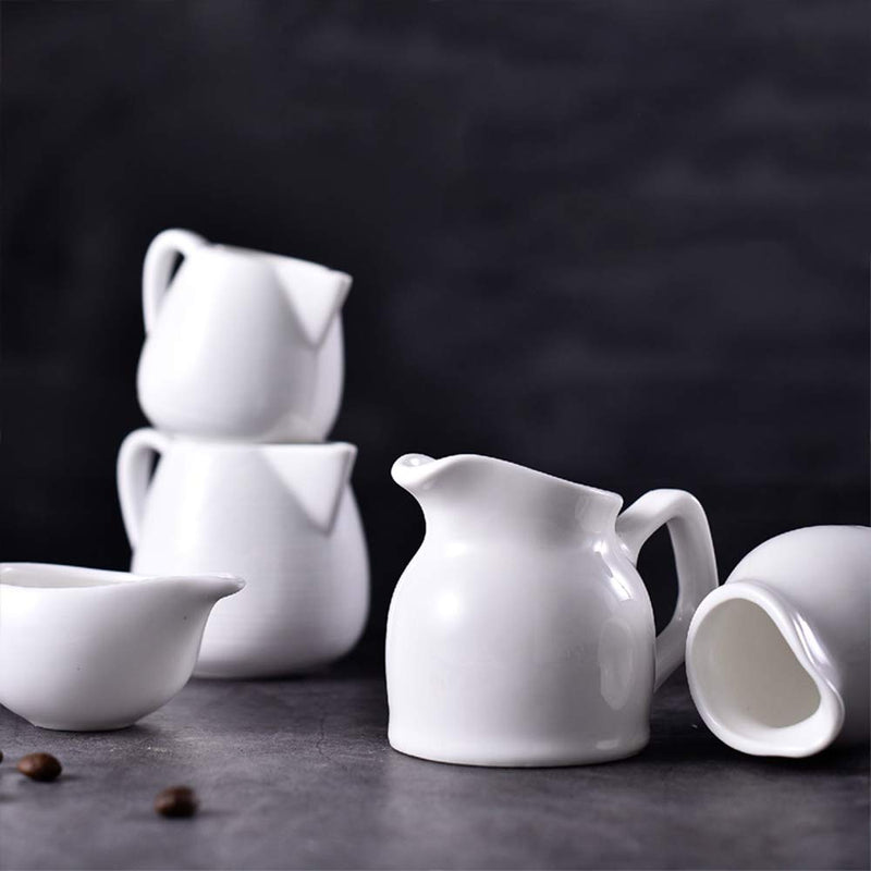 [Australia - AusPower] - Gaolinci 2pcs Mini Classic Pure White Ceramic Creamer with Handle,Small Coffee Milk Creamer Pitcher(3 oz) 3 oz 