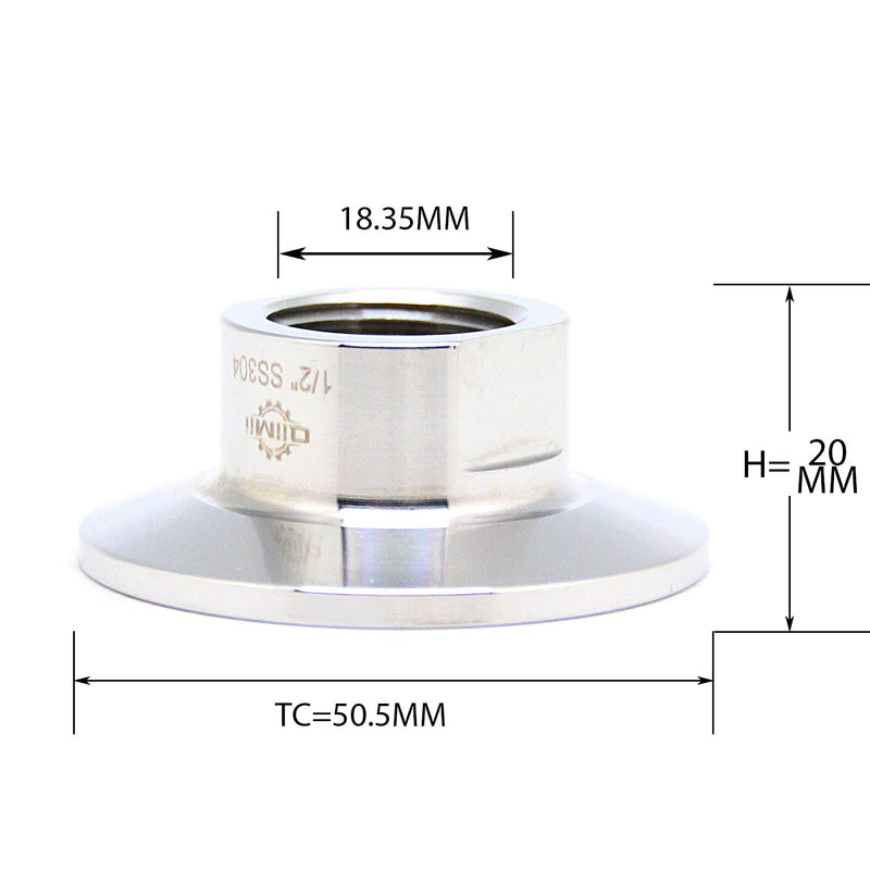 [Australia - AusPower] - QiiMii Sanitary Tri clamp 50.5mm to NPT Female Thread Adaptor SS304 Tri clamp Adaptor Pipe Fitting, 2 Pack (Thread Size: 1/2" NPT) TC 50.5 x 1/2" (2 pack) 