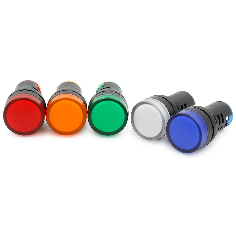 [Australia - AusPower] - Baomain AD16-22D/S31 AC 220V 20mA Energy Saving LED Indicator Light Green Yellow Red Blue White 5 PCS 