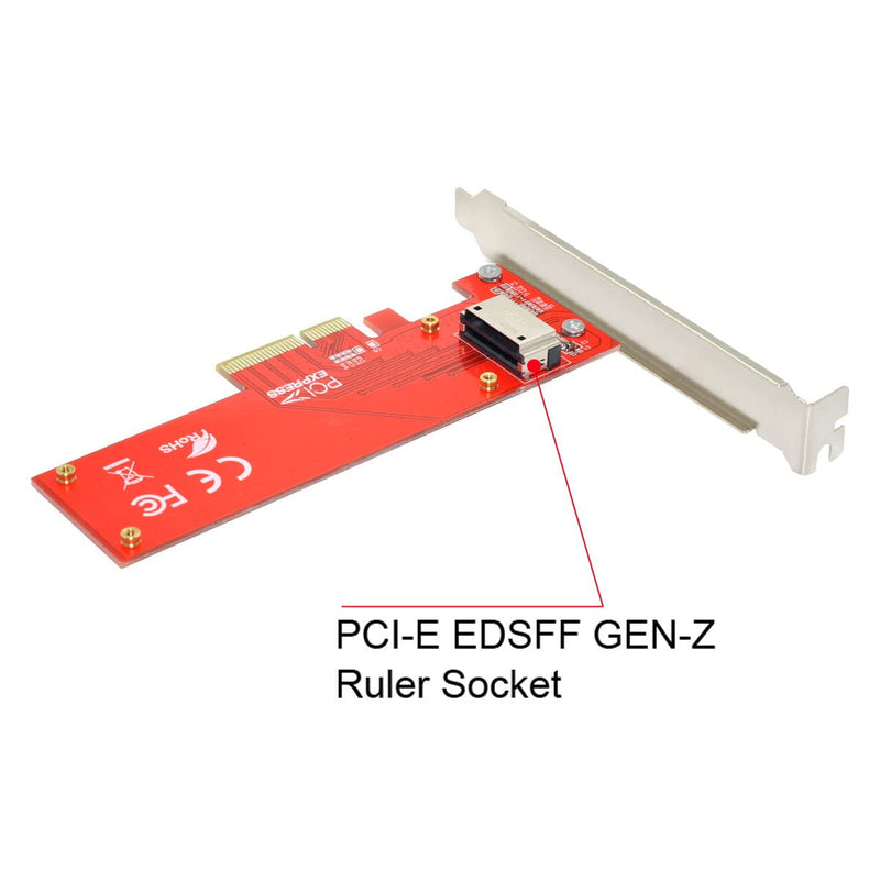 [Australia - AusPower] - Cablecc PCI-E 4X Host Adapter to NVMe Ruler 1U GEN-Z EDSFF Short SSD E1.S Carrier Adapter PCI-E4.0 4X Host 