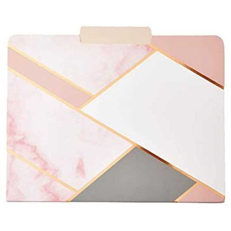 [Australia - AusPower] - Geometric Marble File Folders, Rose Gold Office Supplies (Letter Size, 12 Pack) 