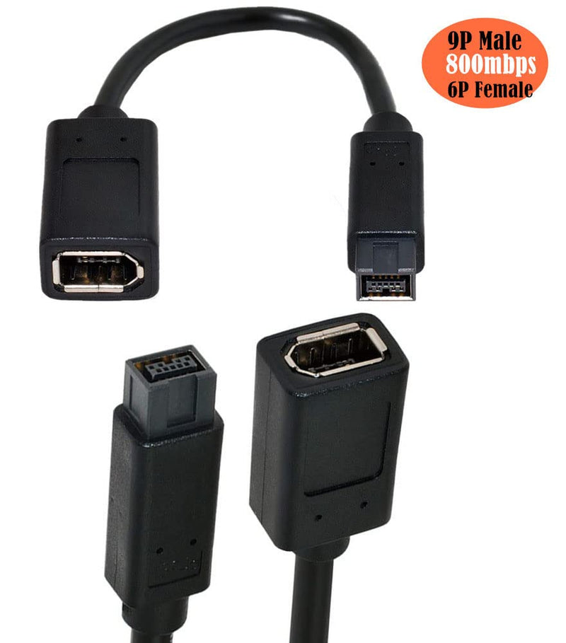 [Australia - AusPower] - Dafensoy IEEE 1394 Firewire Cable,1394 6Pin Female to 1394b 9Pin Male Firewire,400 to 800 Cable,Suitable for Digital Camera,Printer,DV 20cm(9 Inch) 