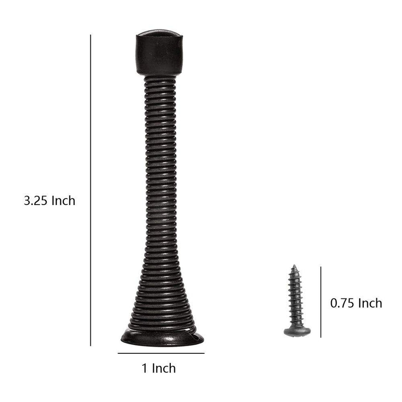 [Australia - AusPower] - KISEER 12 Pack Spring Door Stops 3 1/4" Flexible Heavy Duty Spring Door Stopper with RustProof Screw Rubber Bumper Tips (Black) Black 