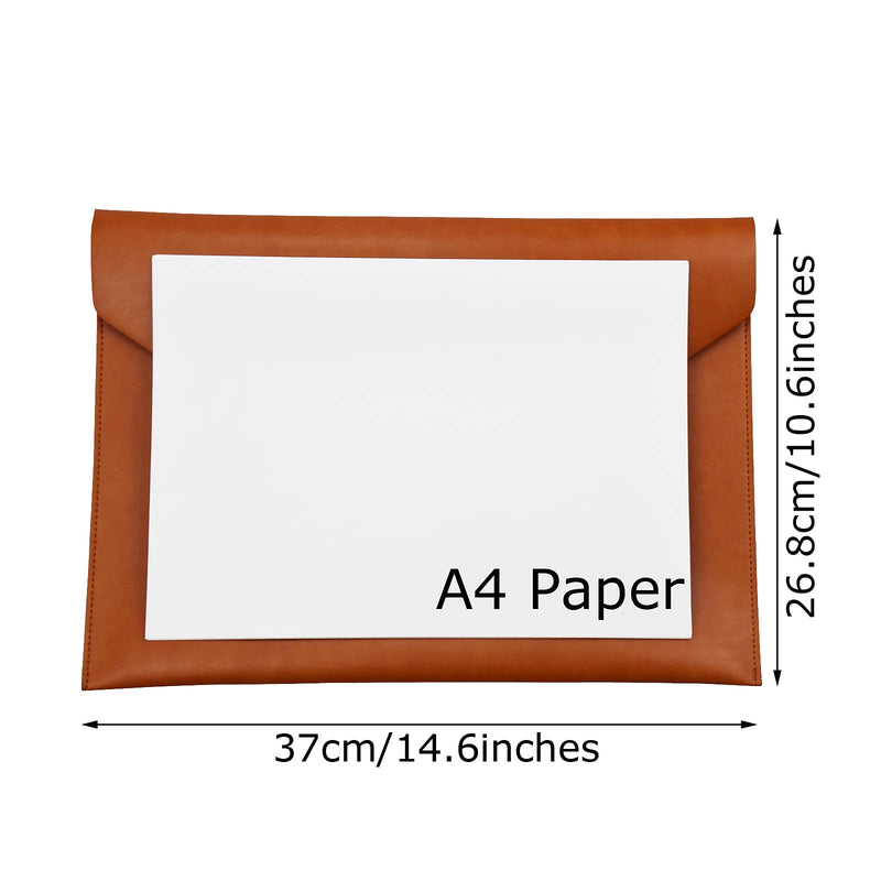 [Australia - AusPower] - Enyuwlcm PU Leather A4 File Folder Document Holder Portfolio Envelope Folder Case with 2 Compartments Brown&Gray Match 
