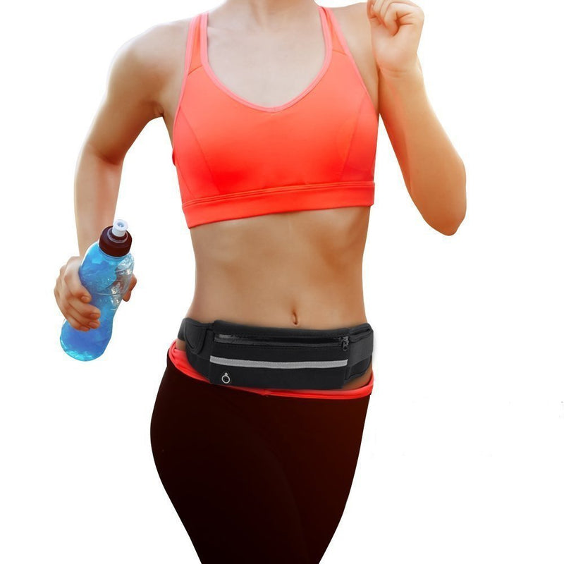 [Australia - AusPower] - JHTUS Running Belt,Waist Pack,Phone Holder,Reflective Water Resistant for Running Hiking for Apple iPhone Plus,Samsung Plus and Other Cell Phones Black 