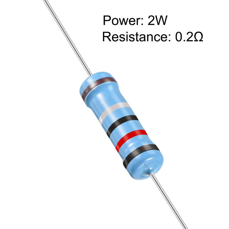 [Australia - AusPower] - uxcell 30Pcs 0.2 Ohm Resistor, 2W 1% Tolerance Metal Film Resistors, Lead, 5 Bands for DIY Electronic Projects and Experiments 