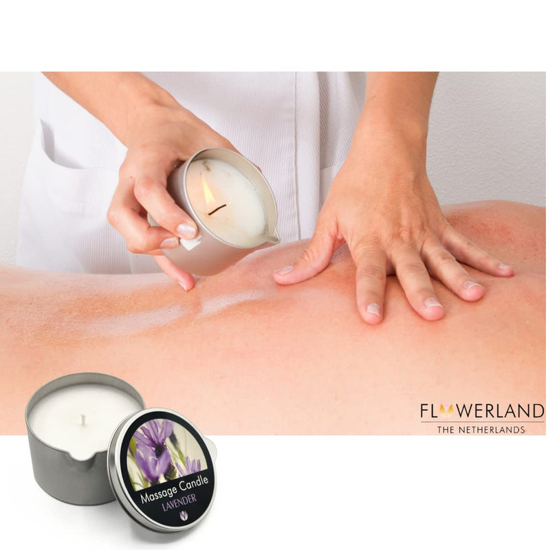 [Australia - AusPower] - FLOWERLAND Massage Candle - Moisturizing Body Oil Candle for Couples and Home Spa - Luxurious & Hydrating Skin Care Body Massage Oils - Natural, Vegan - Lavender (200ml) 