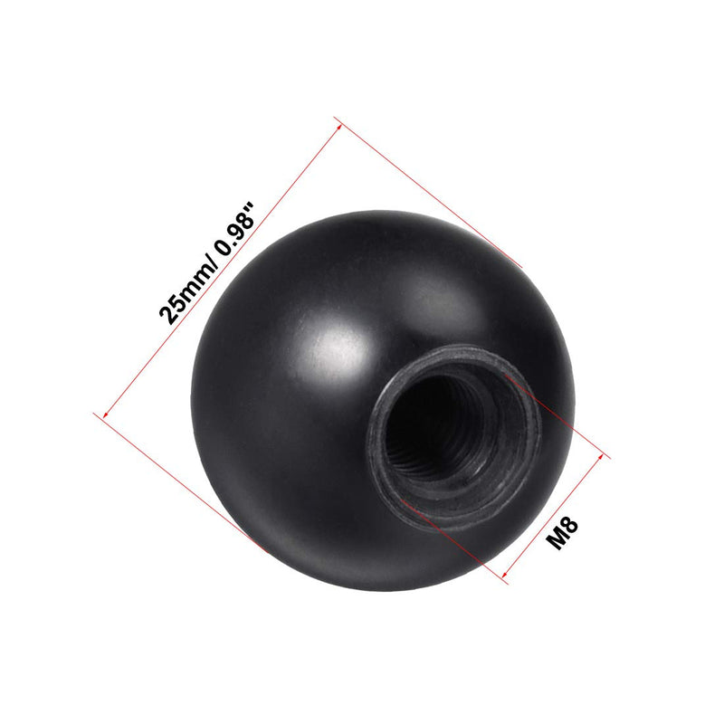 [Australia - AusPower] - uxcell Thermoset Ball Knob M8 Female Threaded Machine Handle 25mm Diameter Smooth Rim Black 