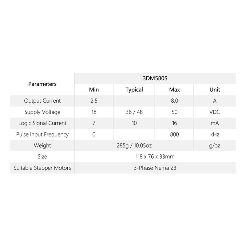 [Australia - AusPower] - Cloudray 3-Phase Stepper Motor Driver 3DM580S 1.0-8.0A 18-50VDC for CNC Nema 17, 23, 24 and 34 Stepper Motor 