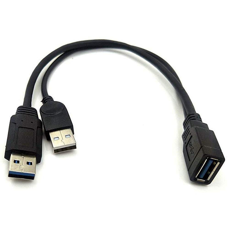 [Australia - AusPower] - ANRANK USB 3.0 Female to Dual USB Male Extra Power Data Extension Cord Adapter Splitter Y-Cable Black 