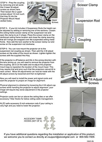 [Australia - AusPower] - ALZO Suspended Drop Ceiling Video Projector Mount with Scissor Clamp for T-Bar Attachment 