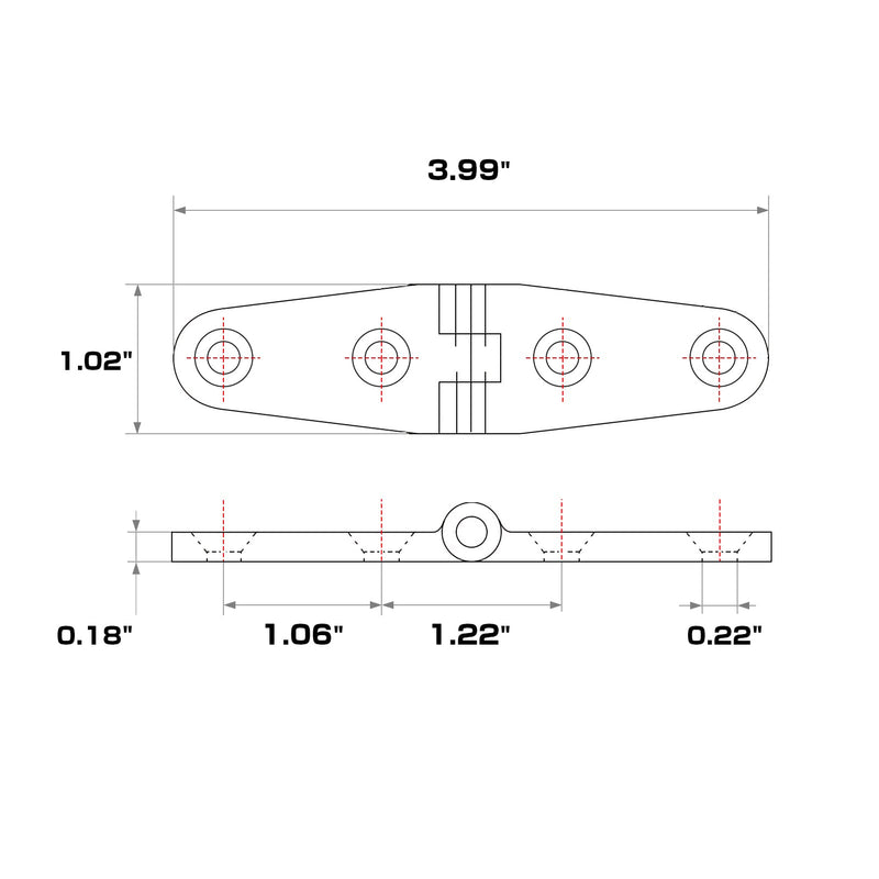 [Australia - AusPower] - AMYSPORTS Heavy Duty Boat Hinge Strap Mirror Polished Marine Hinges Mount Hardware Hatch Stainless Hinge Door Corrosion Resistance SUS316 2pcs 3.99 inch x 1.02 inch 