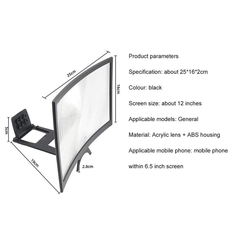 [Australia - AusPower] - CHANGAIDA 12 Inch 3D Curved HD Phone Screen Amplifier Foldable Phone Holder Suit for All Smartphones 