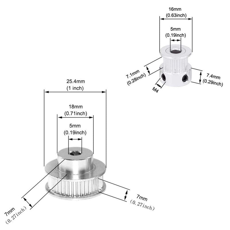 [Australia - AusPower] - Befenybay 2Kit 2GT Synchronous Wheel 20&36 Teeth 5mm Bore Aluminum Timing Pulley with 2pcs Length 200mm Width 6mm Belt (20-36T-5B-6) 20-36T-5B-6 