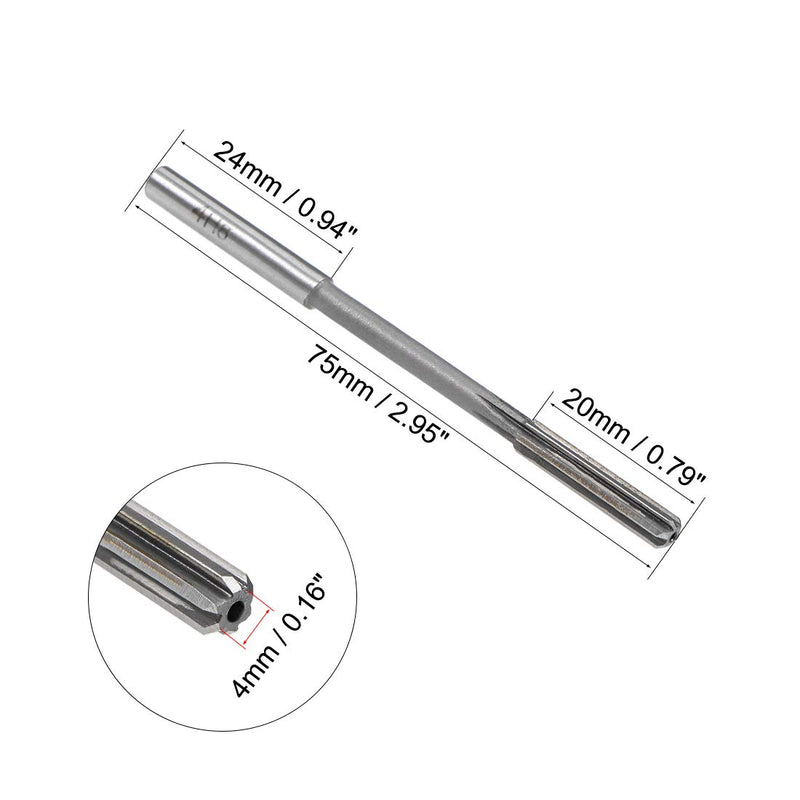 [Australia - AusPower] - uxcell Chucking Reamer 4mm, H8 HSS Lathe Machine Reamer 6 Straight Flutes, Round Shank Milling Cutting Tool, for Metal Non-Ferrous Metal Copper 